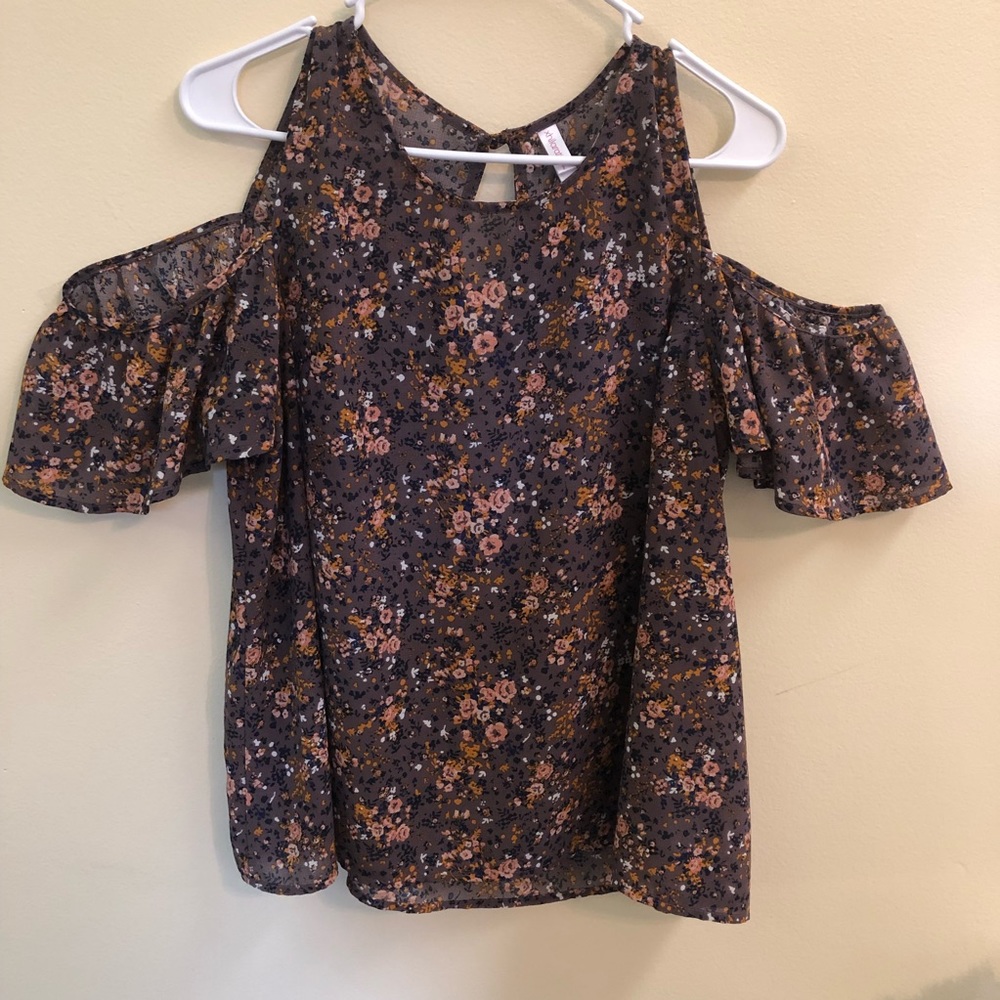 Cold shoulder floral blouse